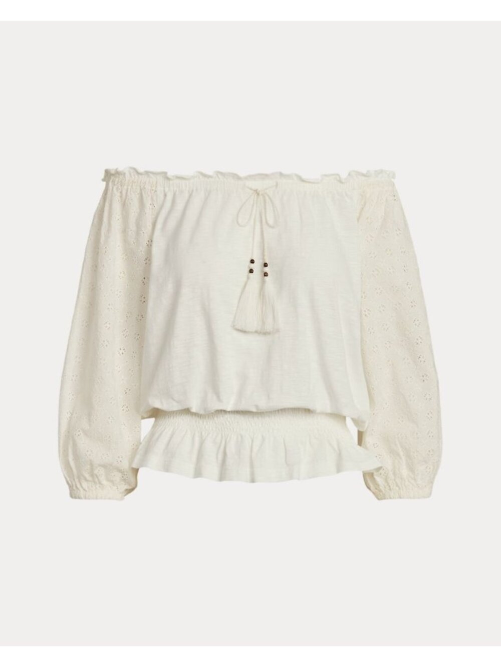 NEW Ralph Lauren Women's 2X Off-the-Shoulder Eyelet Jersey Top • Reg Price $125 - Picture 2 of 5